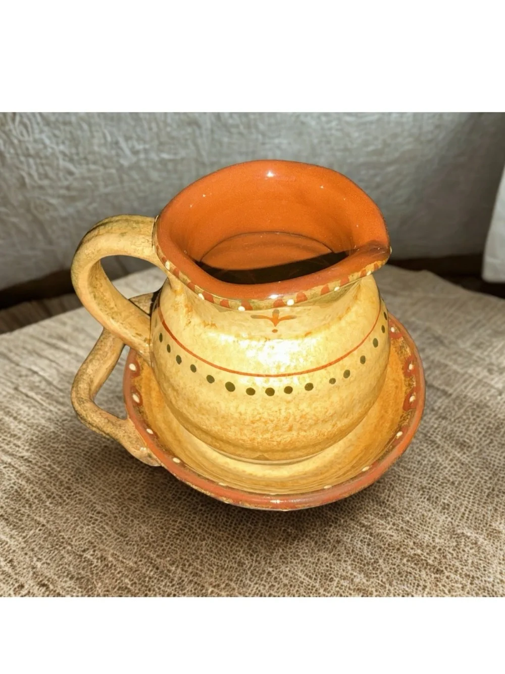 Hand-Painted Ceramic Pear Serving Bowl in Yellow and Orange